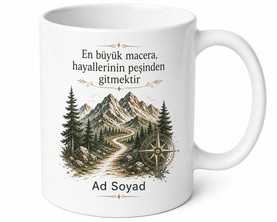 Adventure Awaits Temalı Macera Bekliyor İngilizce Baskılı Kupa Bardak Hediye
