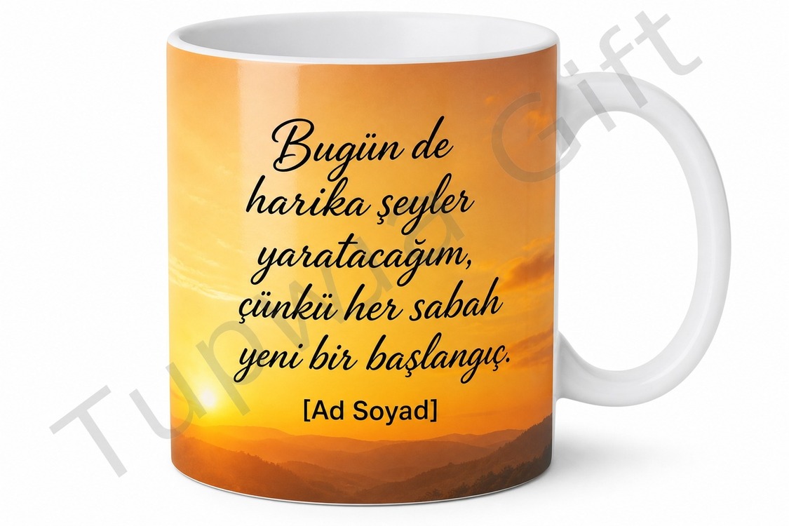 Sabah Kahvesi Temalı Motivasyon Yazılı Kupa Bardak Hediye Özel Tasarım