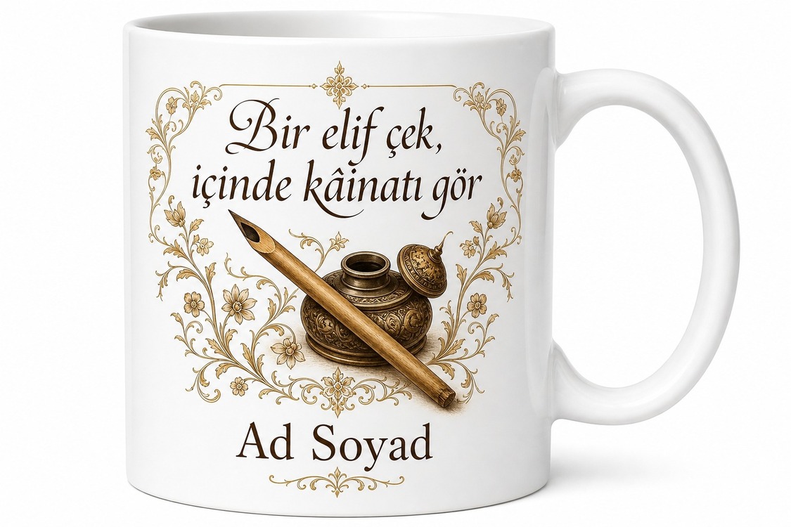 Hat Yazanlara İnce Yazı Divit Kamış Kalem Geleneksel Sanat Kupa Hediye Bardak