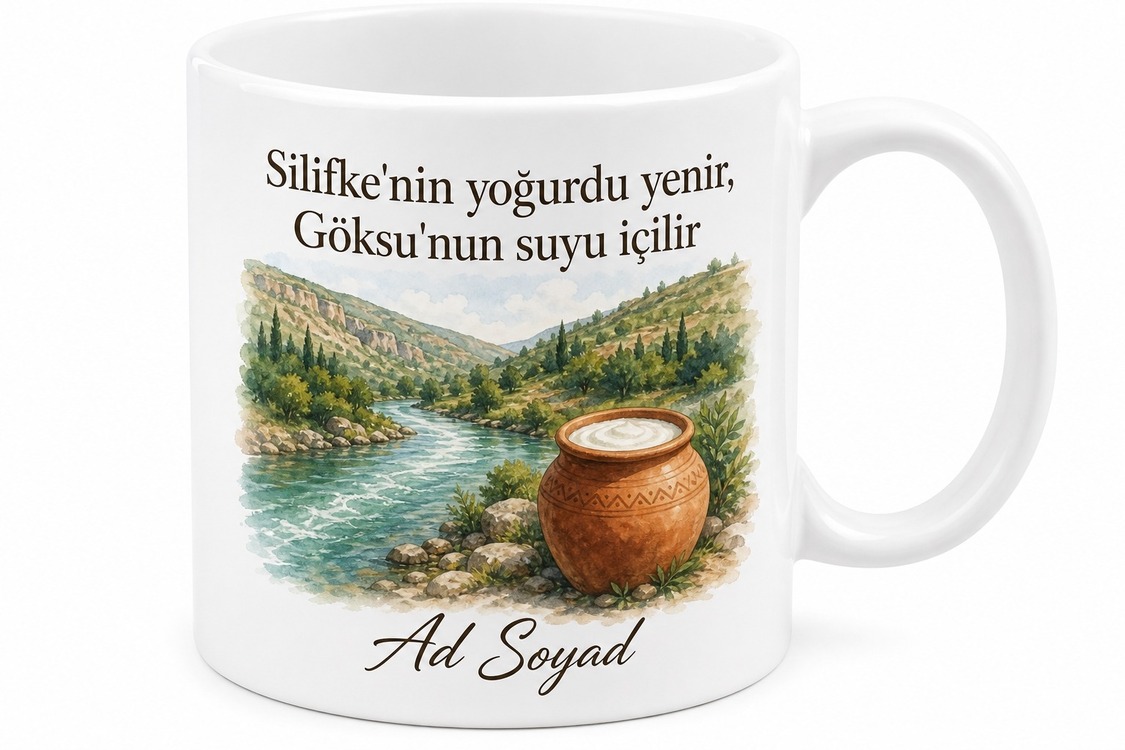 Silifke Yoğurdu Göksu Nehri Yöresel Hediyelik Kupa Bardak Özel Tasarım Hediye