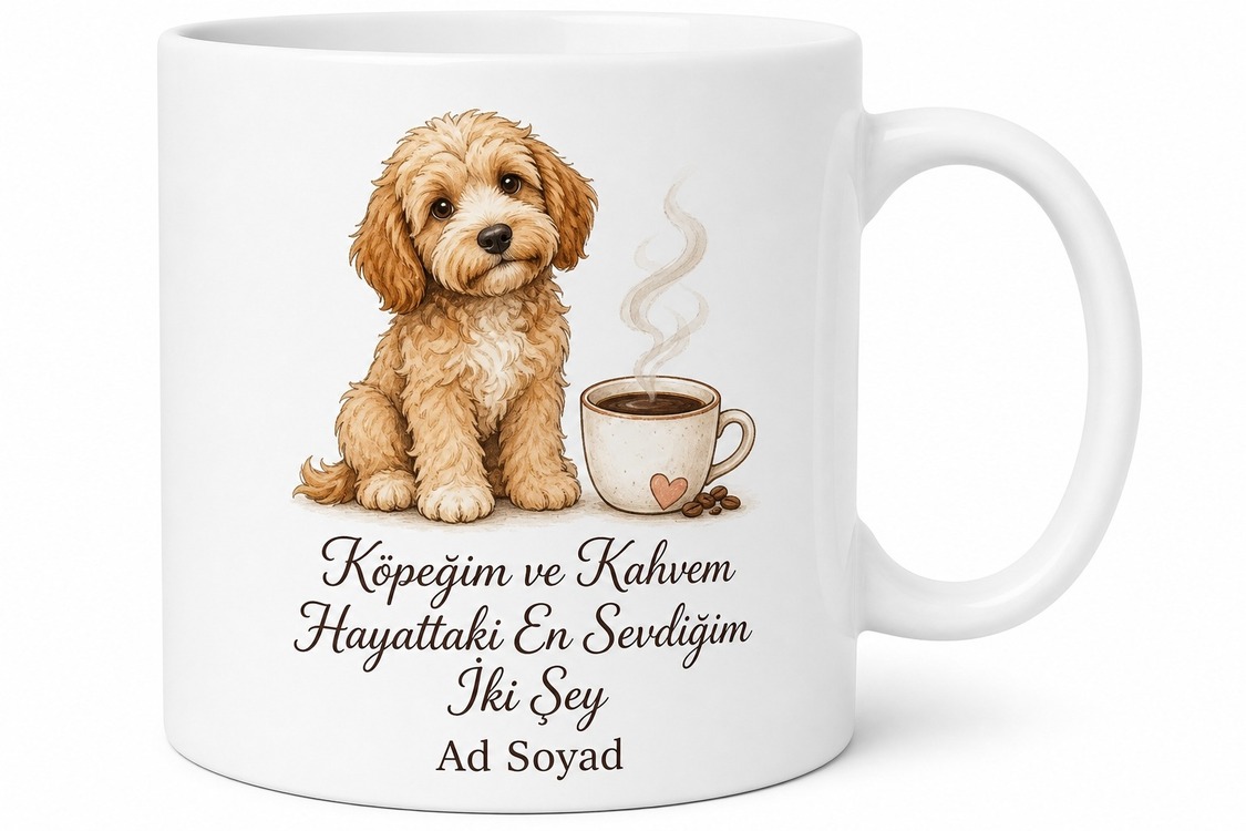 Köpeğim ve Kahvem Hayattaki En Sevdiğim İki Şey Kupa Bardak Hediye