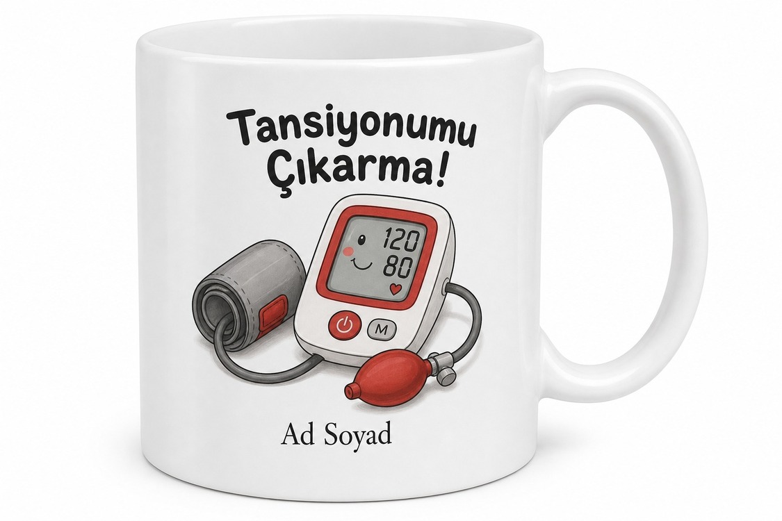 Tansiyon Aleti Çizimli Tansiyonumu Çıkarma Esprili Anne Kupası Hediye Bardak