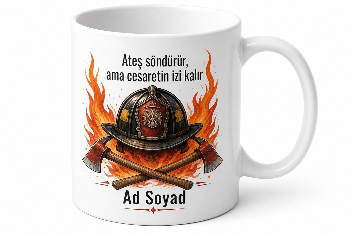 Can Kurtaran Melek İtfaiye Eri Hediye Seramik Kupa Bardak Özel Tasarım