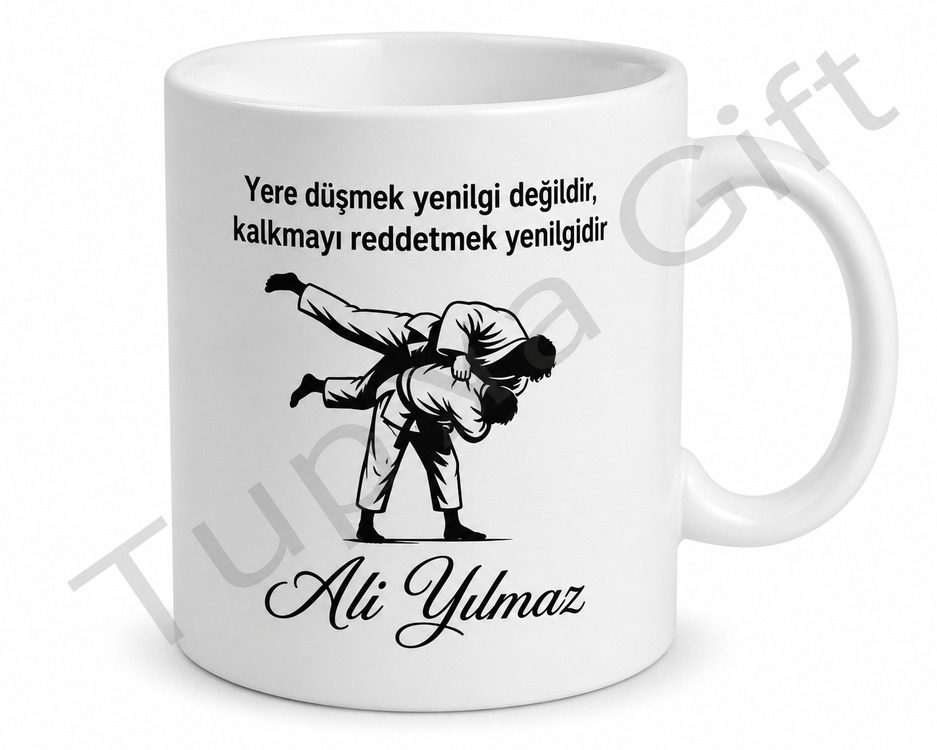 Judocu Hediyesi İsme Özel Baskılı Kupa Bardak Judo Hediye