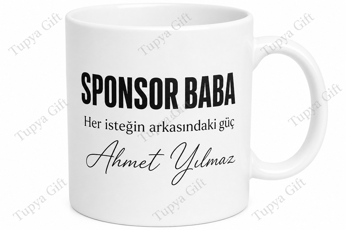 Sponsor Baba Yazılı Eğlenceli Kupa Bardak Babalar Günü Hediyesi Özel Tasarım