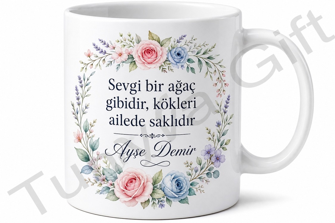 Hala İçin Özel Tasarım Seramik Baskılı Kupa Bardak Aile Hediyesi