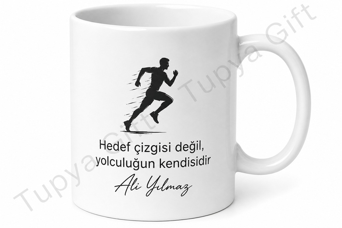 Koşucuya Hediye Kişiye Özel Baskılı Kupa Bardak Koşu Temalı