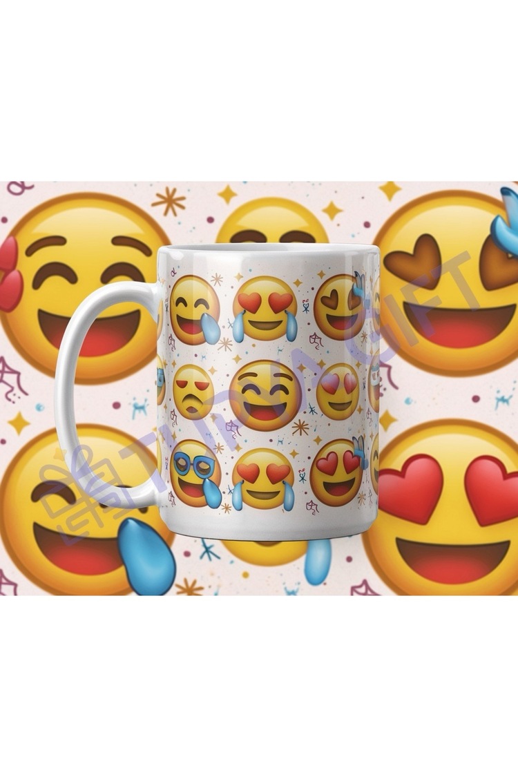 Emoji Desenli Eğlenceli Kahve Kupası - Gülümsemenizi Tamamlayacak Renkli Tasarım