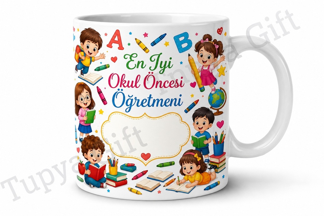Okul Öncesi Öğretmenine İsimli Kupa Bardak Hediye Anaokulu Öğretmen Günü