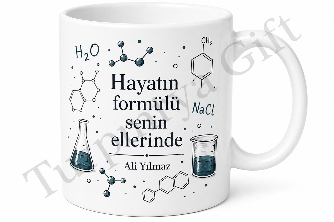 Kimya Formülü Temalı Baskılı Kupa Bardak Hediye Kimyager Kimya Öğretmeni