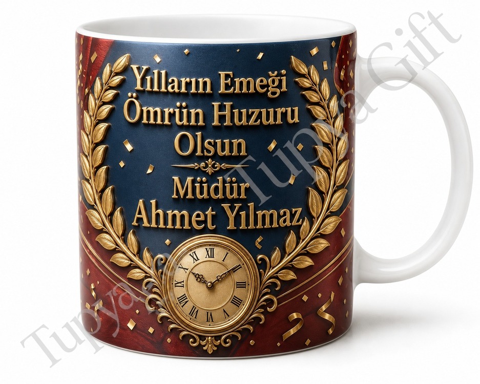 Emeklilik Hediyesi Kişiye Özel Baskılı Kupa Bardak İsimli Hatıra Hediye