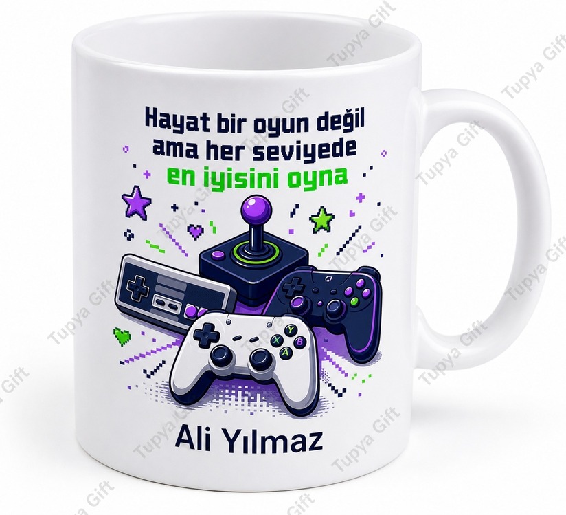 Oyun Kolu Temalı Kişiye Özel Baskılı Kupa Bardak Gamer Hediye