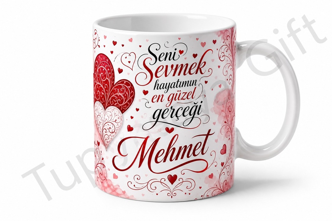 Erkek Sevgiliye Hediye Baskılı Kupa Bardak İsimli Kişiye Özel Porselen Mug
