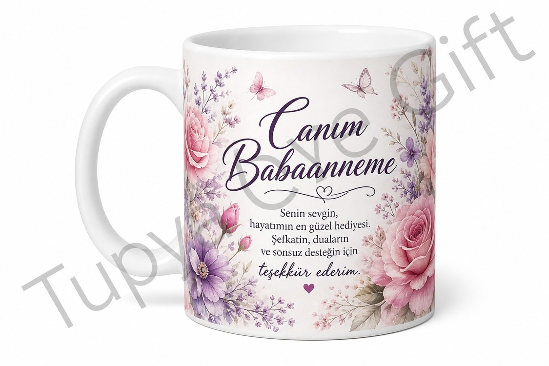 Babaanneme Hediye Kişiye Özel Baskılı Kupa Bardak Özel Tasarım Porselen Mug