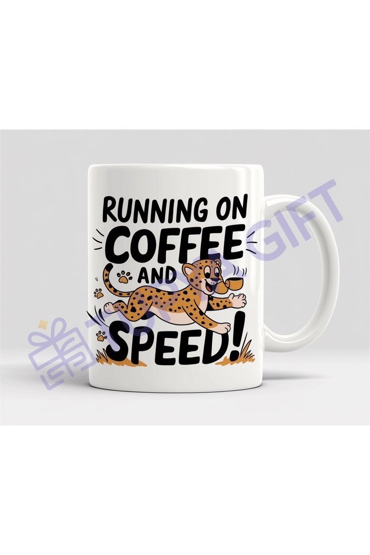 Hız ve Enerji Temalı Kupa - Running on Coffee and Speed