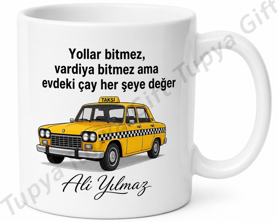 Taksi Baba Yazılı Esprili Tasarım Kupa Bardak Babalar Günü Hediye
