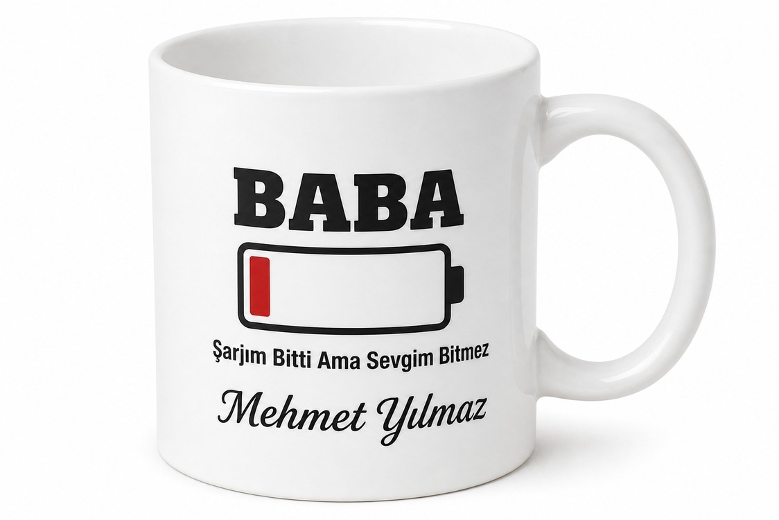 Baba Low Battery Yazılı Esprili Kupa Bardak Babalar Günü Hediyesi