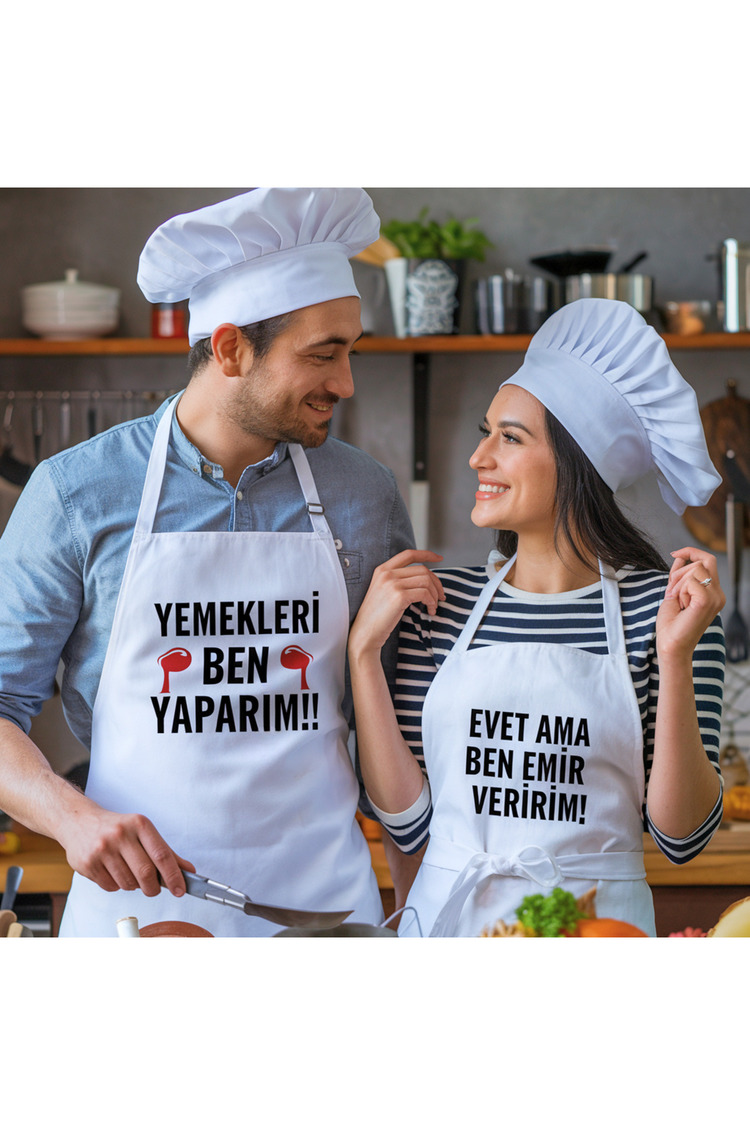 Aşkta ve Mutfağın Kral ve Kraliçesi İçin Özel Tasarım Mutfak Önlükleri