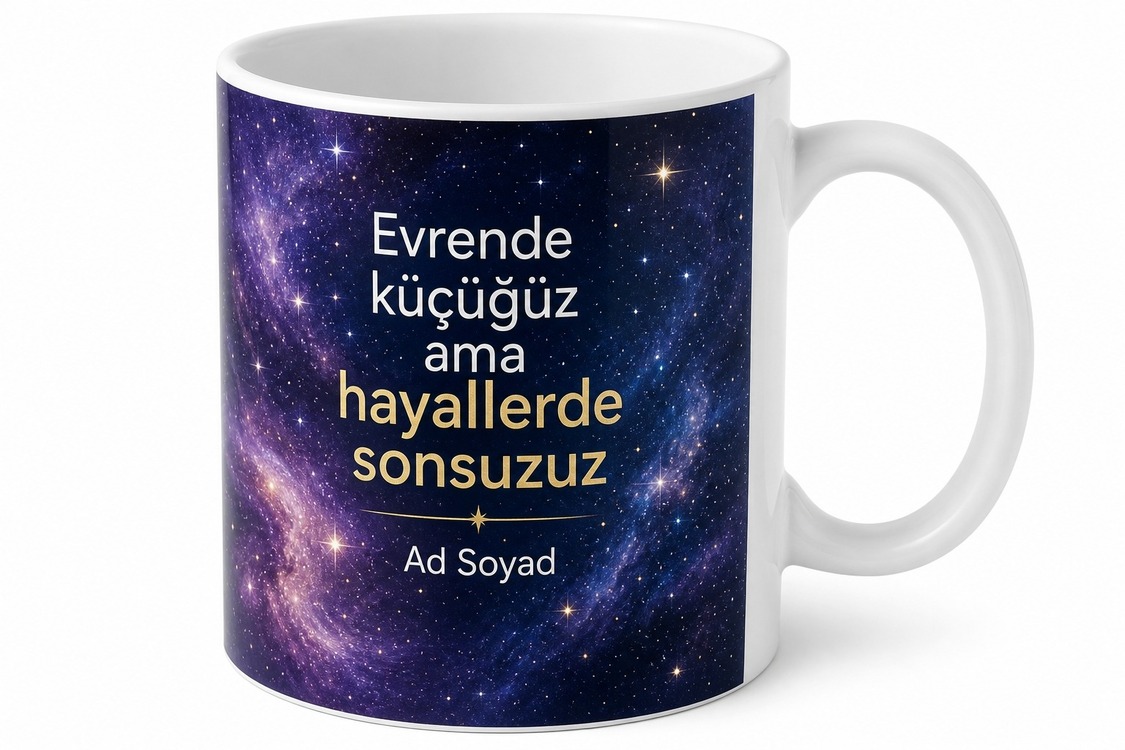 Astrocore Uzay Yıldız Estetiği Galaksi Desenli Şık Kupa Bardak Hediye