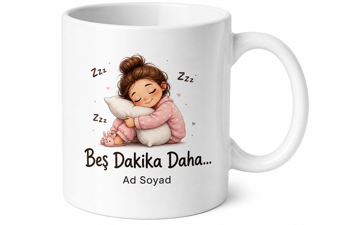 Tembel Uykucu Yastık Pijama Beş Dakika Daha Kupa Bardak Hediye