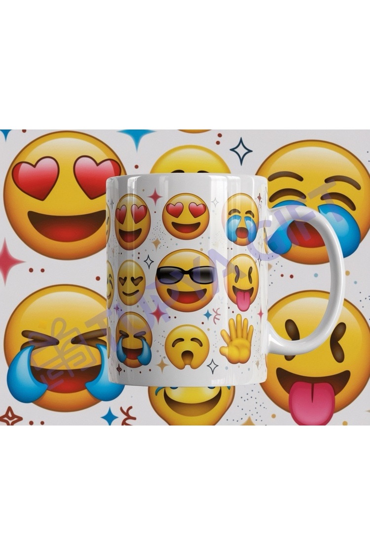 Emoji Desenli Renkli ve Eğlenceli Kupa – Duygularınızı Yansıtan Tasarım