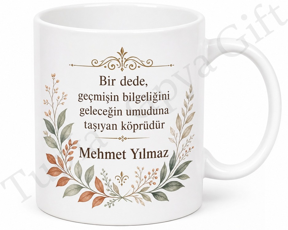 Dede İçin Mesajlı Hediyelik Baskılı Kupa Bardak Anlamlı Hediye Porselen