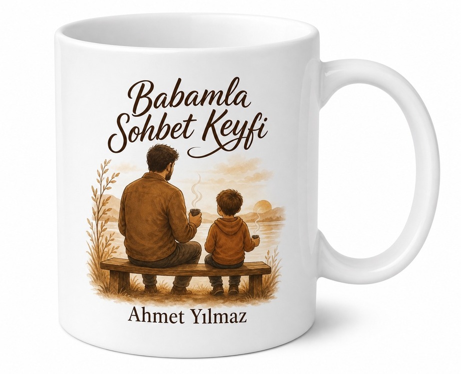 Babamla Sohbet Keyfi Yazılı Kupa Bardak Babalar Günü Hediyesi