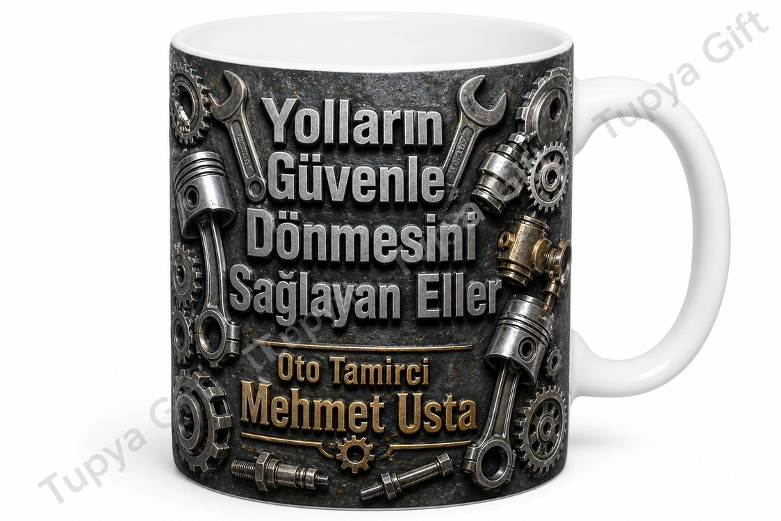 Oto Tamirciye Hediye İsimli Baskılı Kupa Bardak Oto Tamir Ustasına Hediye