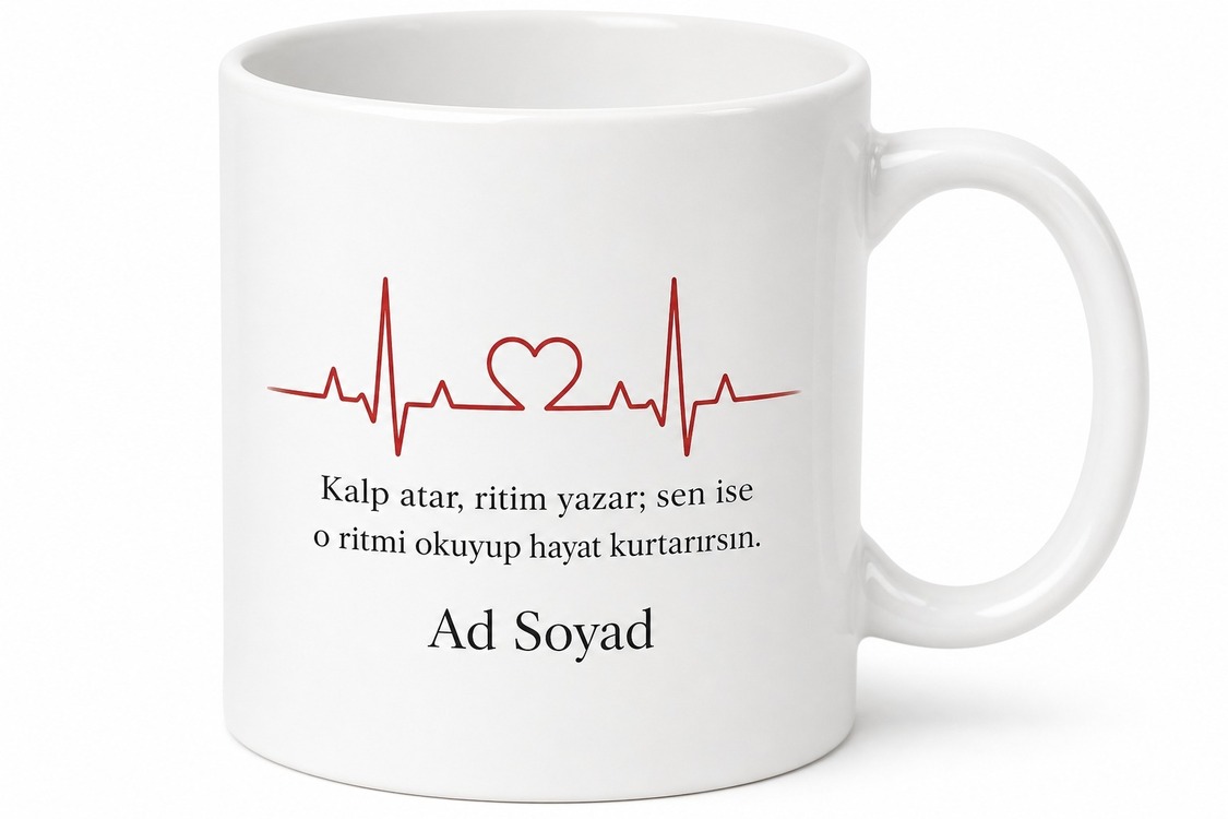 Kardiyoloğa Kalp Ritimlerinin Koruyucusu EKG Okuma Ustası Kahve Kupası Hediye Bardak