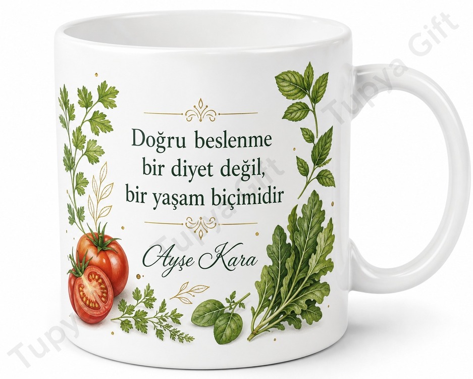 Beslenme Uzmanına Hediye Kişiye Özel Baskılı Kupa Bardak Diyetisyen Hediye