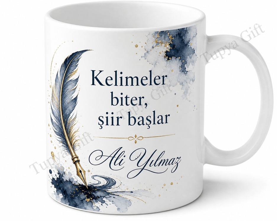 Şaire Hediye İsme Özel Baskılı Kupa Bardak Şiir Temalı Hediye