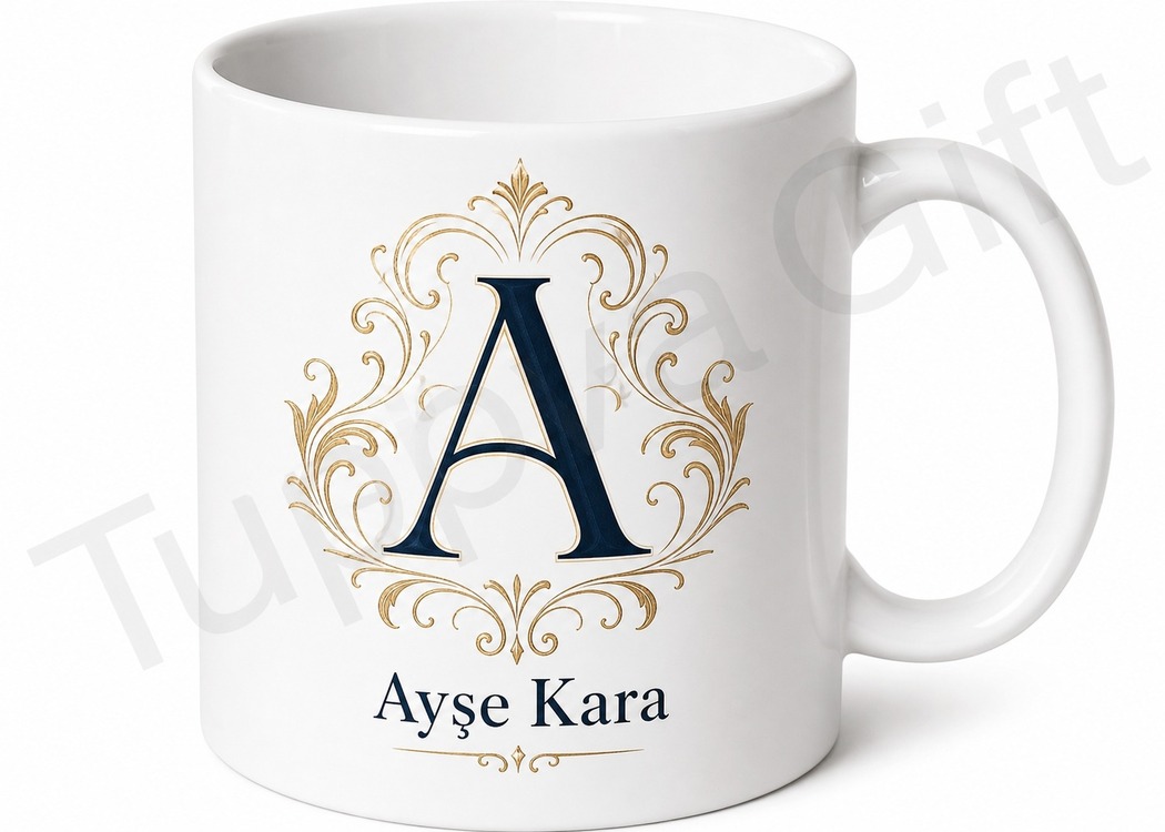 Monogram Baskılı Kişiye Özel Kupa Bardak İsimli Harfli Hediye