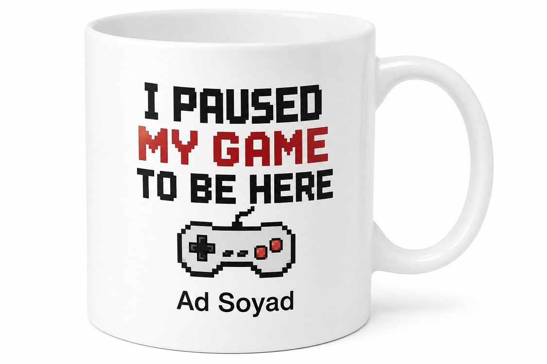 I Paused My Game To Be Here Oyunumu Durdurdum Temalı İngilizce Baskılı Kupa Bardak Hediye