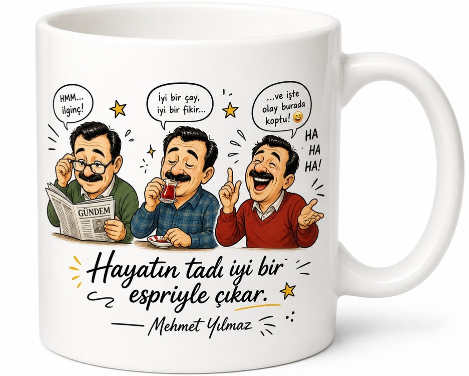 Dayı İçin Karikatür Desenli Baskılı Kupa Bardak Komik Mizah Hediyesi