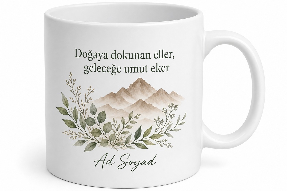 Kişiye Özel Doğa Dostu Mesajlı Kupa Bardak İsimli Hediye