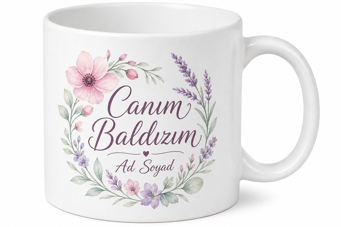 Canım Baldızım Yazılı Çiçek Desenli Esprili Çay Kupası Hediye Kupa Bardak