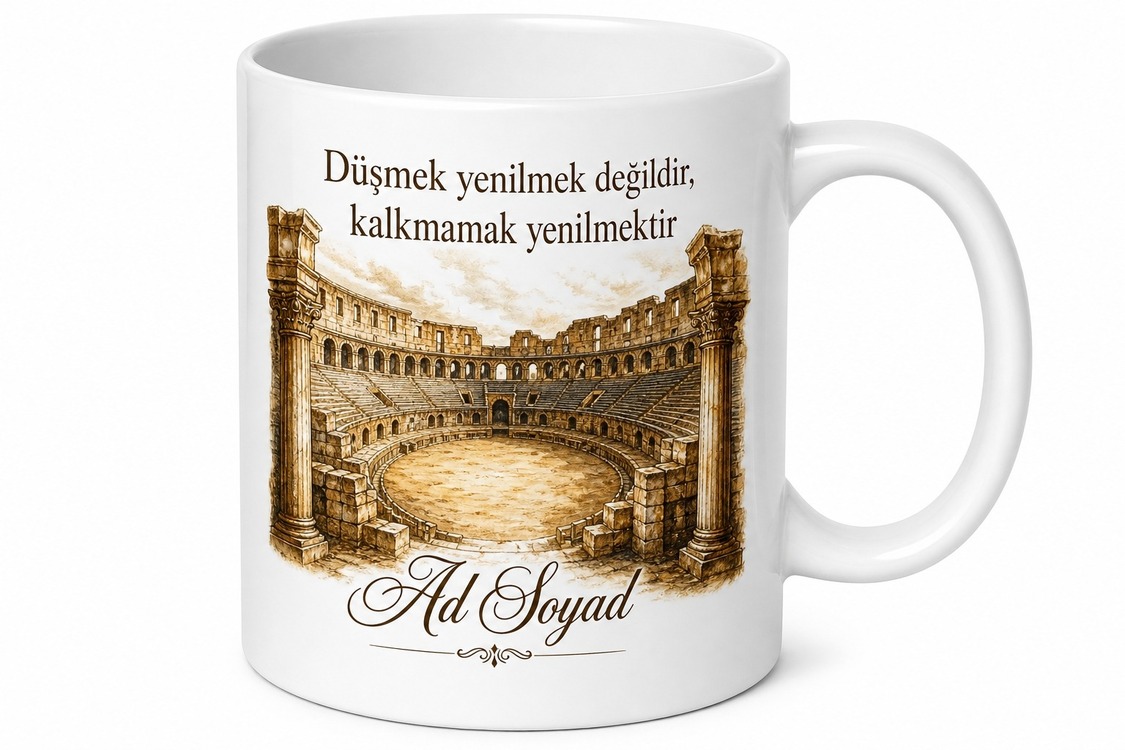 Arena Çizimli Hayat Mücadelesinde Ayakta Kalan Kupa Bardak Hediye