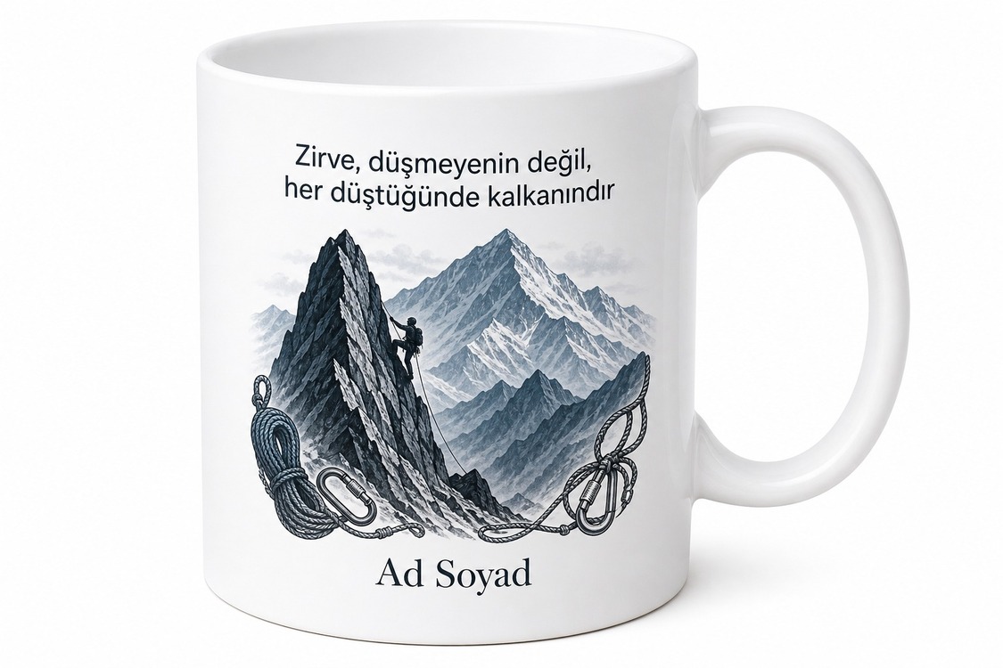 Dağcıya Hediye Tırmanış Temalı Baskılı Kupa Bardak Dağcılık Hediyesi