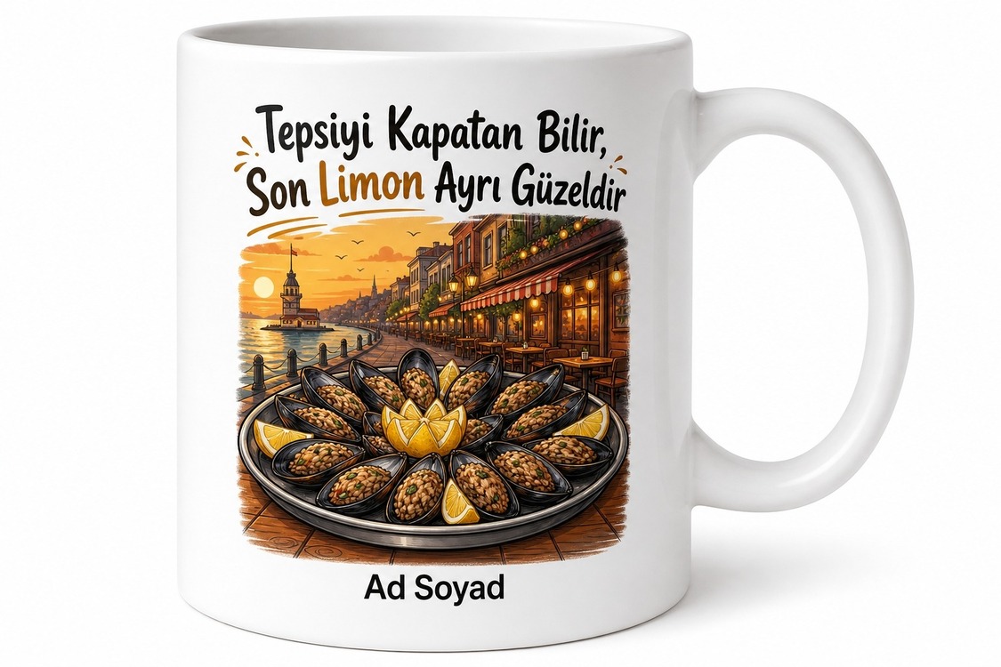 Midye Dolmacıda Tepsi Kapatanlara Limon Sıkılmış Yaz Akşamı Kupa Bardak Hediye
