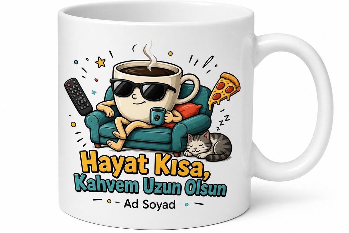 Hobiler ve Günlük Yaşam Temalı Komik Baskılı Porselen Kupa Bardak Hediye