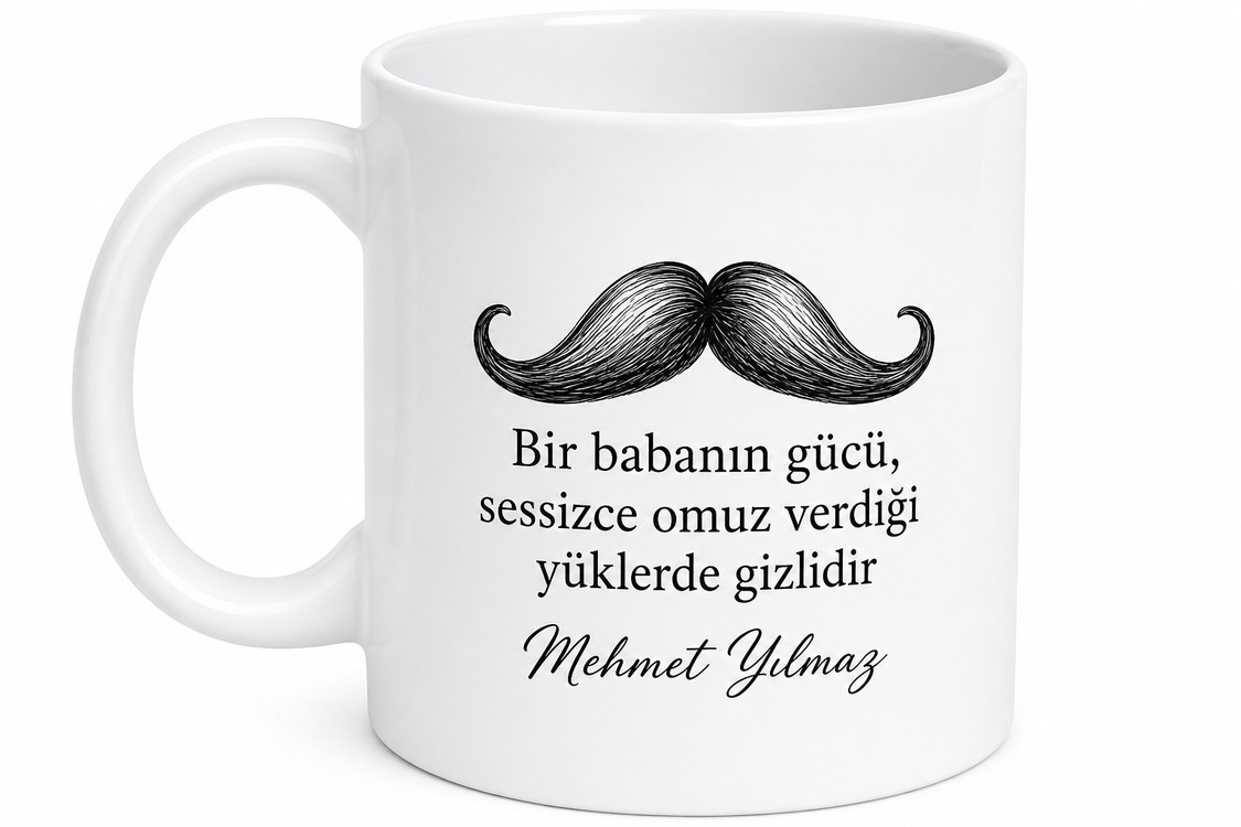Bıyıklı Baba Tasarımlı Kupa Bardak Babalar Günü Hediyesi Özel Baskılı