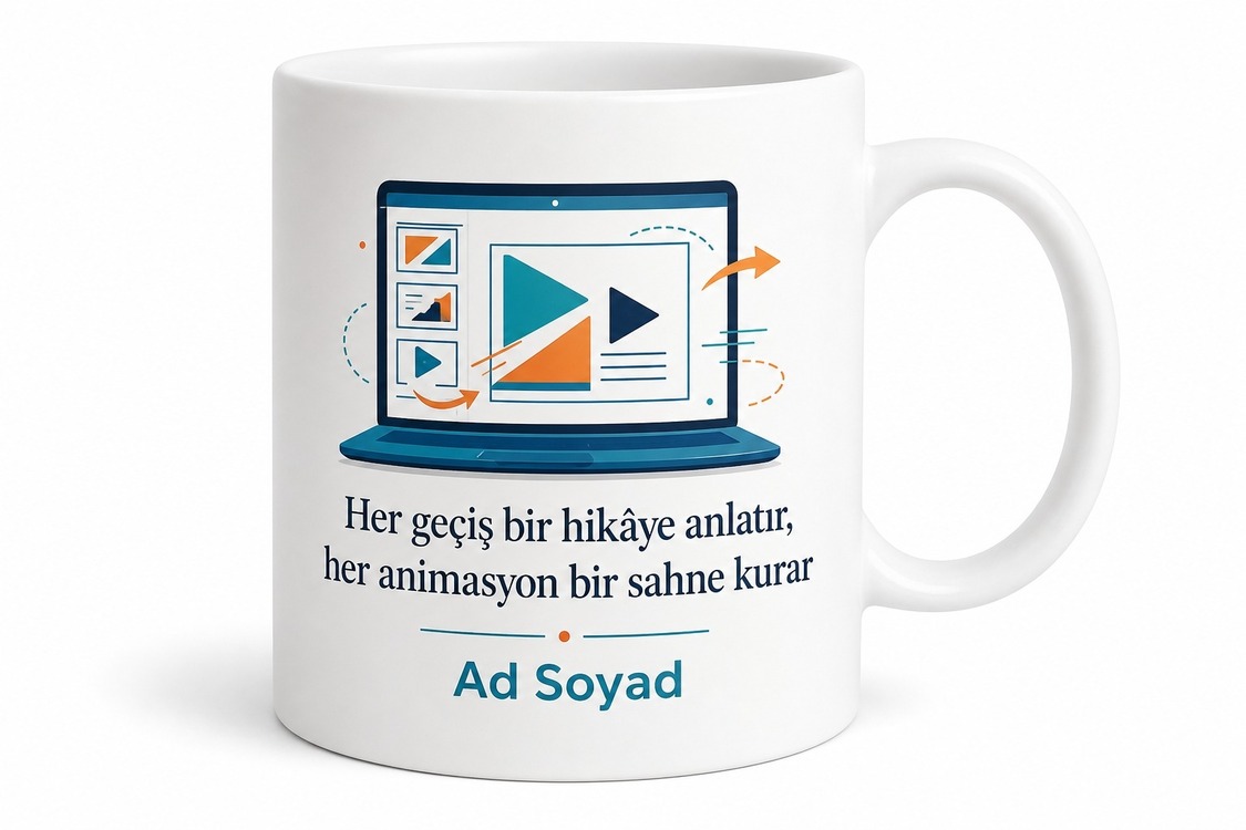 Sunum Hazırlayan Arkadaşa Slayt Geçişi Animasyon Ustası Kupa Bardak Hediye