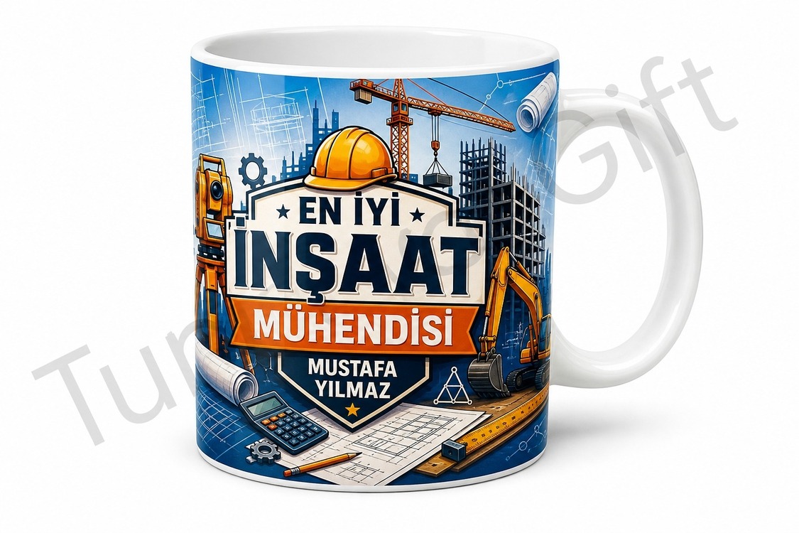 İnşaat Mühendisine Hediye İsme Özel Kupa Bardak Mühendis Hediyesi