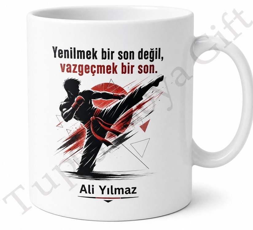 Kick Boks Temalı Baskılı Kupa Bardak Hediye Kick Boksçuya Özel Tasarım