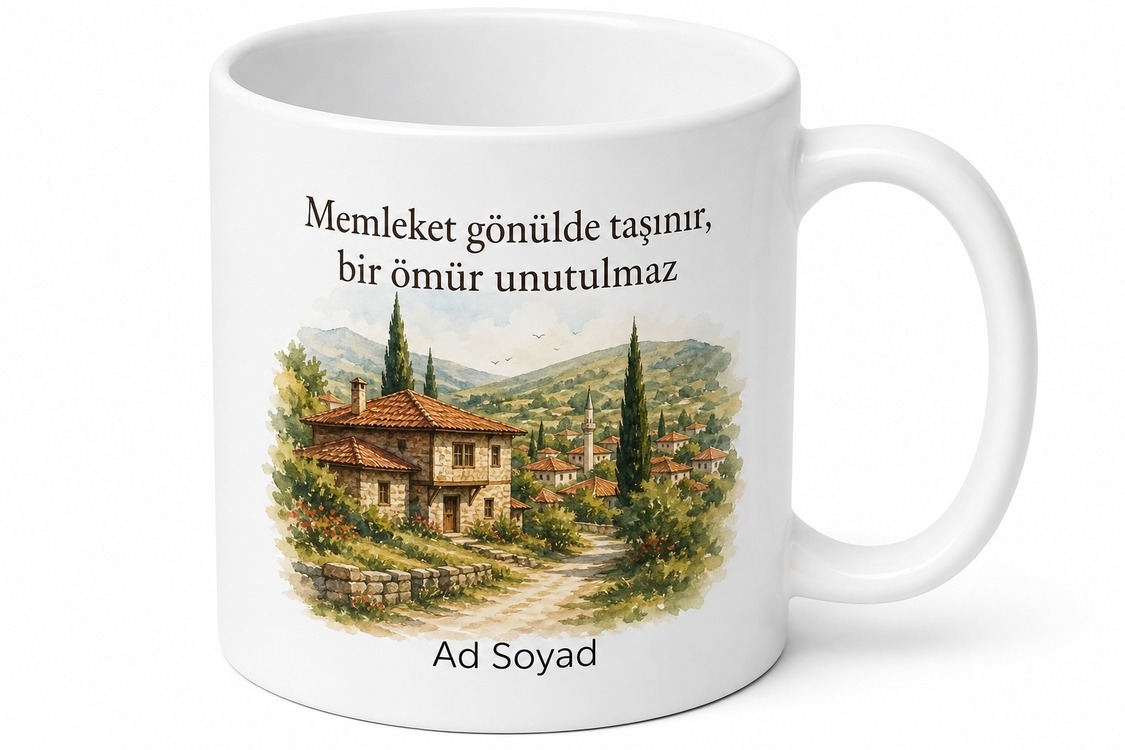 Dedeye Memleket Temalı Kahve Kupası Özel Tasarım Baskılı Kupa Hediye Bardak