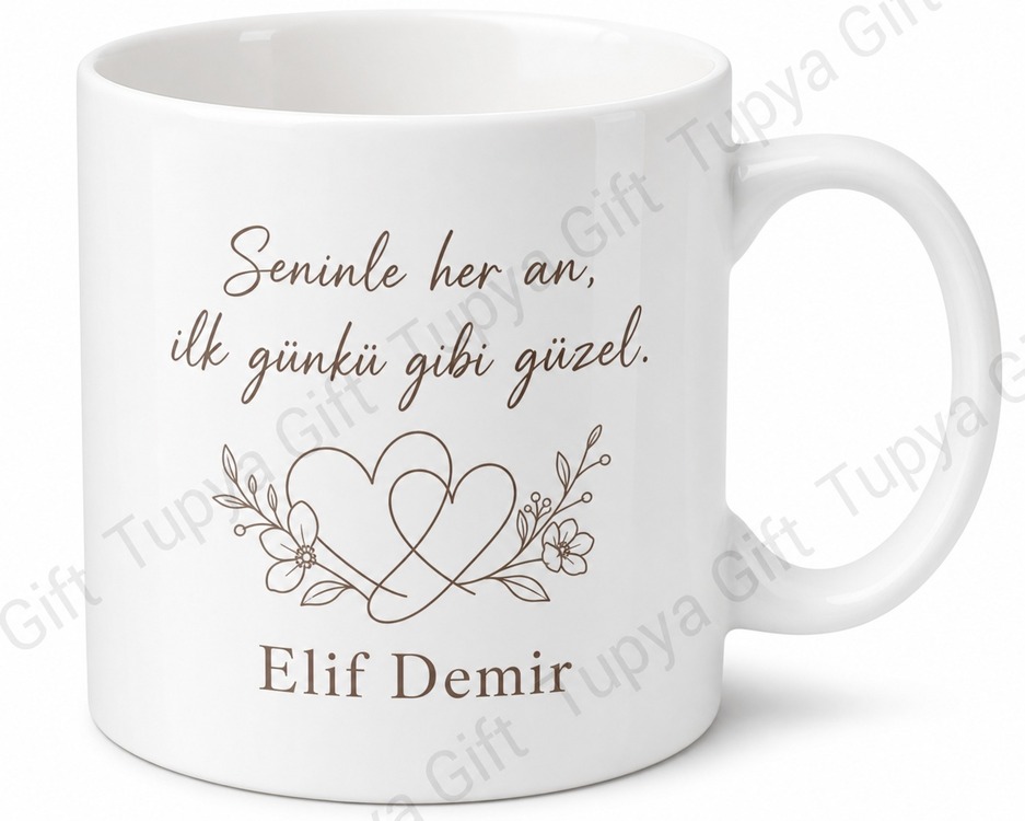 Sevgili İçin Mesajlı Hediyelik Baskılı Kupa Bardak Romantik Hediye Özel Tasarım