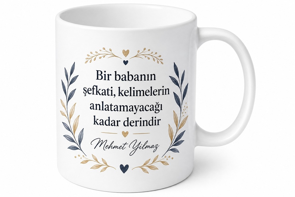 Şefkatli Baba Yazılı Özel Tasarım Kupa Bardak Babalar Günü Hediye