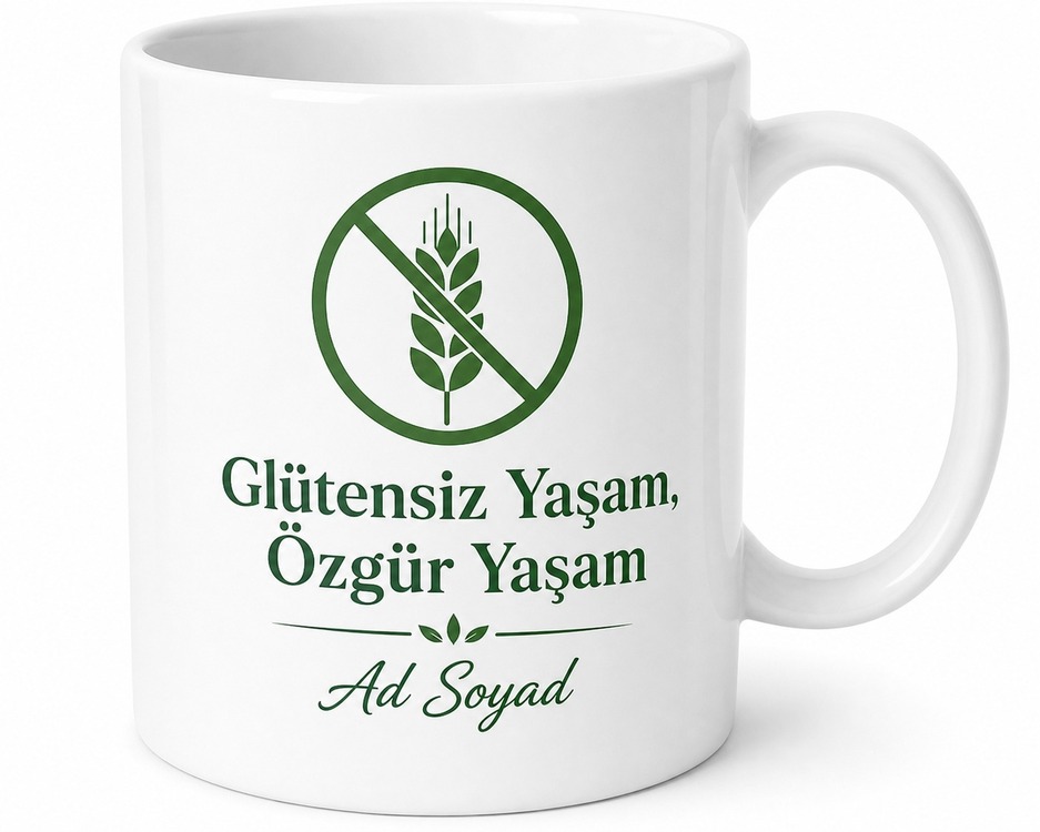Gluten Free Temalı Glütensiz Kupa Bardak Özel Tasarım Hediye