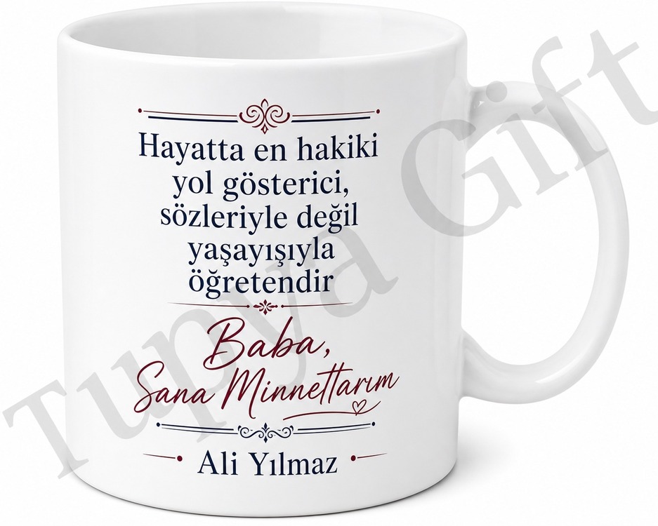 Baba Sana Minnettarım Yazılı Kupa Bardak Babalar Günü Özel Tasarım Hediye