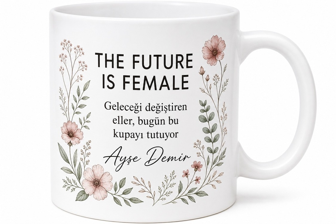 The Future Is Female Temalı Gelecek Kadınlarındır Özel Tasarım Porselen Kupa Hediye